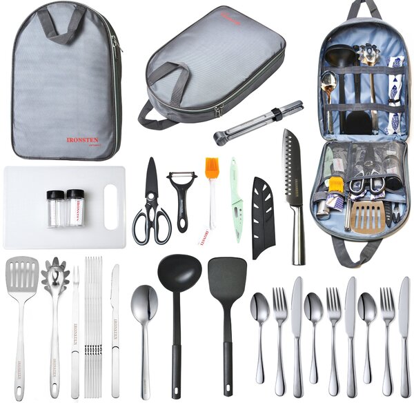 Camping Cookware Set, 13-piece Lightweight Aluminum Camping Casserole Pan  Set With Mesh Bag, Kettle, Knife, Fork, Spoon, 2 Cups And Hook