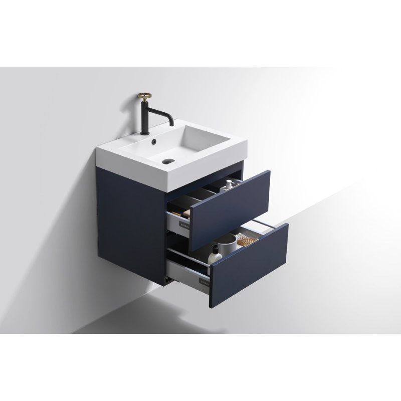 Parsonage Single Bathroom Vanity with Acrylic Top, Blue