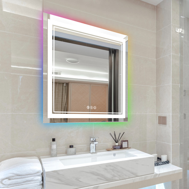 Rectangle Wall Mirror, 36" x 36", Beige