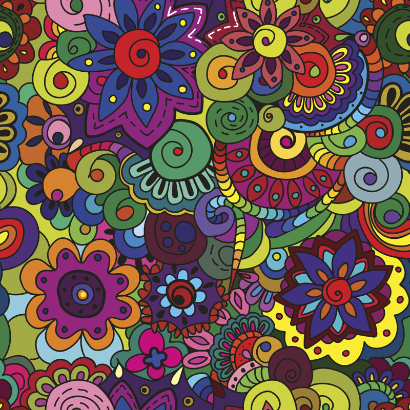 Seamless Floral Pattern - Wrapped Canvas Print, 30cm H x 30cm W x 3.8cm D