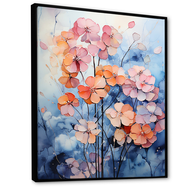 " Blue And Purple Hydrangea Bloom ", 20" H x 12" W x 1" D, Black Floater Framed