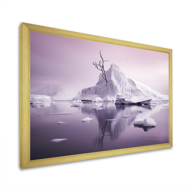 " Pink Purple Iceberg Arctic Elegance ", H 12 po x l 20 po x P 1 po, Cadre doré à une seule photo