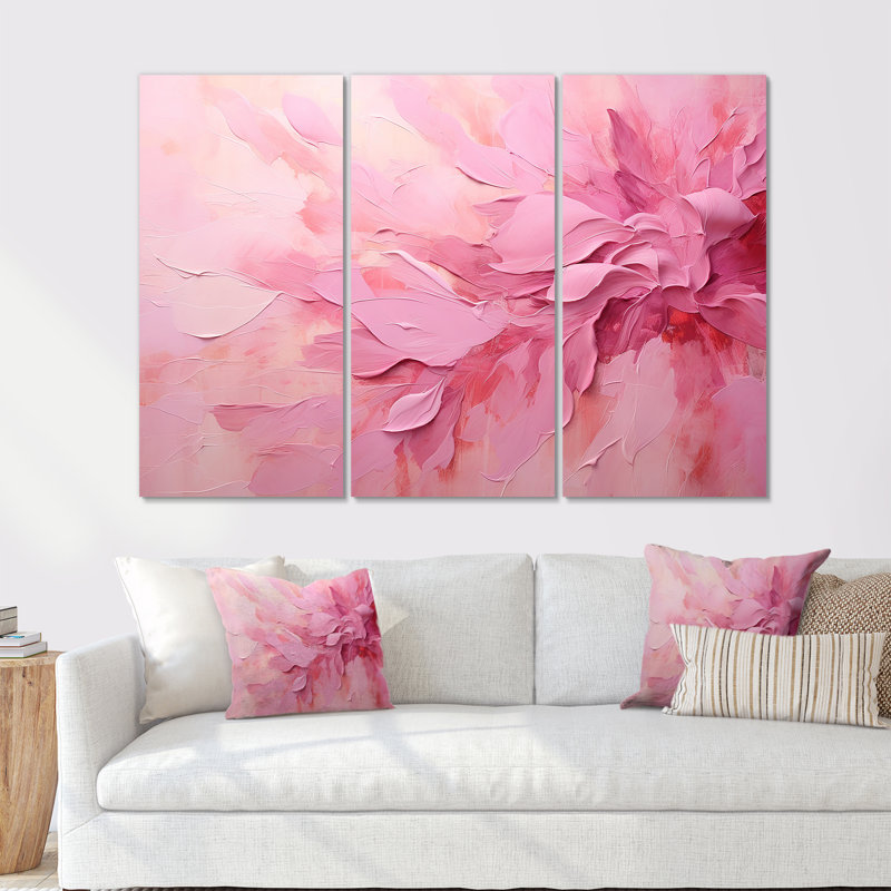 Lugenia - Fuschia, ensemble d'art mural, H 32 po x l 48 po x P 1 po, Toile tendue