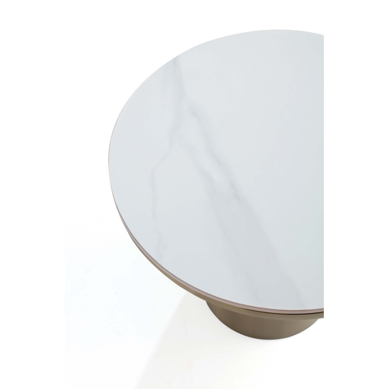 Glenn Modern Glam Stainless Steel End Table with Sintered Stone Top in Gold