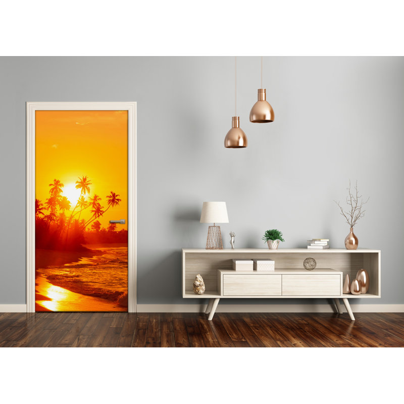 Tropical Beach Door Decal, 205cm H x 85cm W
