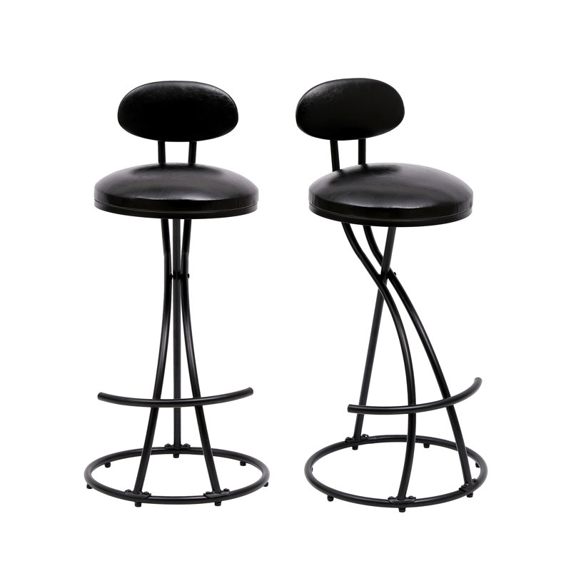 Tabourets de bar rembourrés à hauteur de comptoir pour îlot de cuisine, ensemble de 2 chaises de salle à manger modernes en cuir de polyuréthane avec repose-pieds