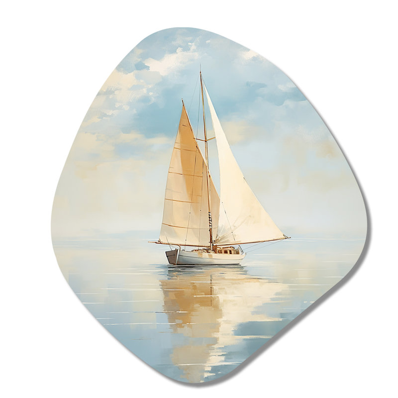 Alrita - Bateau, voile, nébuleuse, art mural asymétrique en métal, H 28 po x l 25 po