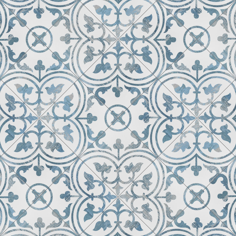 Cassis Arte 10" x 10" Porcelain Patterned Wall & Floor Tile, Blue