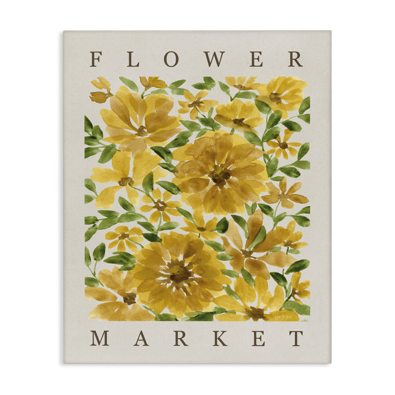 Art mural sur toile, tournesols, marché aux fleurs, design par Yvette St. Amant, H 20 po x l 16 po