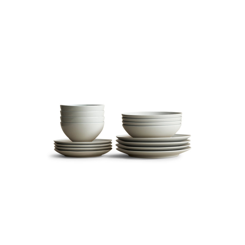 The Core 16-Piece Ceramic Dinnerware Set, Gray