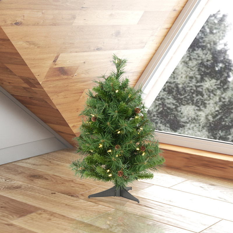 Cheyenne Pine Artificial Christmas Tree with Clear Lights, 2'