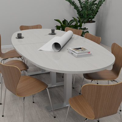 Boat Oval Conference Table With Metal T Bases