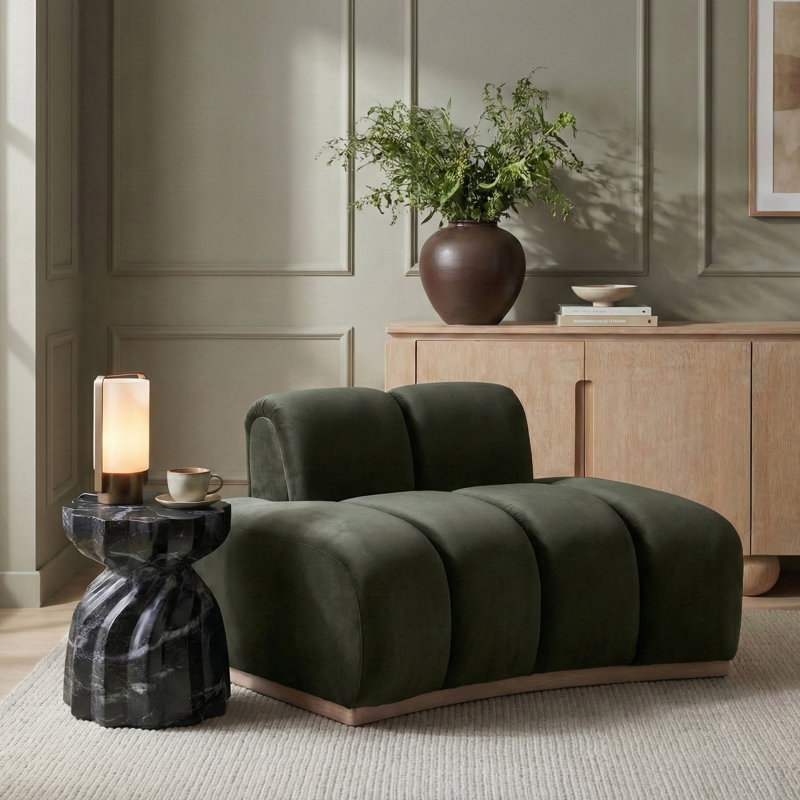 Fauteuil en velours Jace, Velours vert