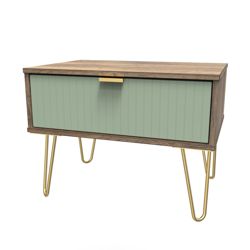 Beranda 1 Drawer Midi Chest (Ready Assembled), Reed Green/Vintage Oak