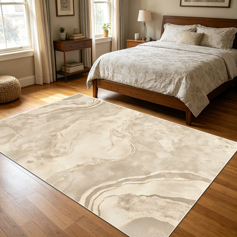 1PC neutral beige marble swirl pattern area rugs for Living Room, Soft and Comfortable, Suitable for all seasons, easy-to-maintain, machine washable Indoor floor mat, Under Table Farmhouse suitable for dining room, bedroom, home office, entryway,