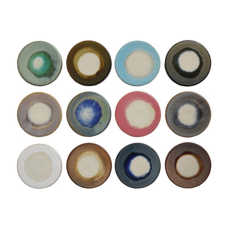 Ensemble de 12 sous-verres en grès réactif