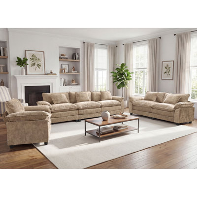 3 Piece Modular Sectional Sofa Sets, Deep Seats Living Room Couch Set With Oversized 120" Sofa, 86" Loveseat And 53" Armchair