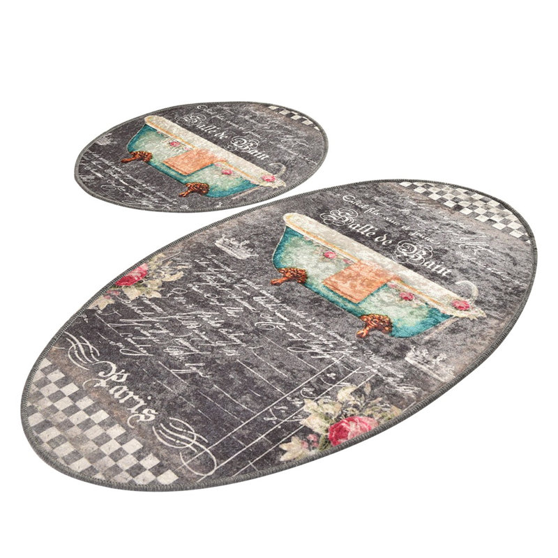 Ensemble de tapis de bain antibactérien (2 pièces), 100% polyester, 19,7 po x 23,6 po et 23,6 po x 39,4 po | Sous-tapis antidérapant, hauteur des poils: 0,4 po | Lavable à la machine, doux et durable, idéal pour la sécurité et le confort de la salle de bain