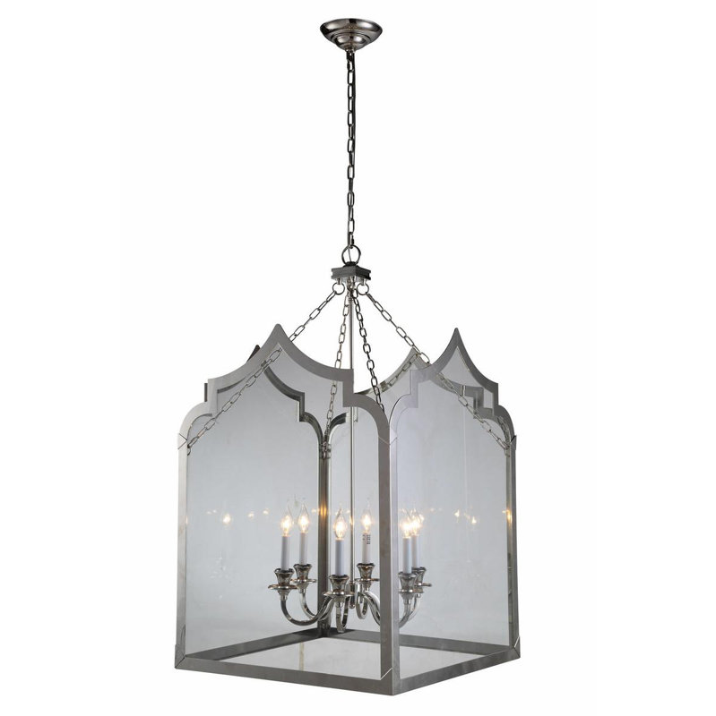 Lustre carré à 6 lumières Boonton, Nickel poli