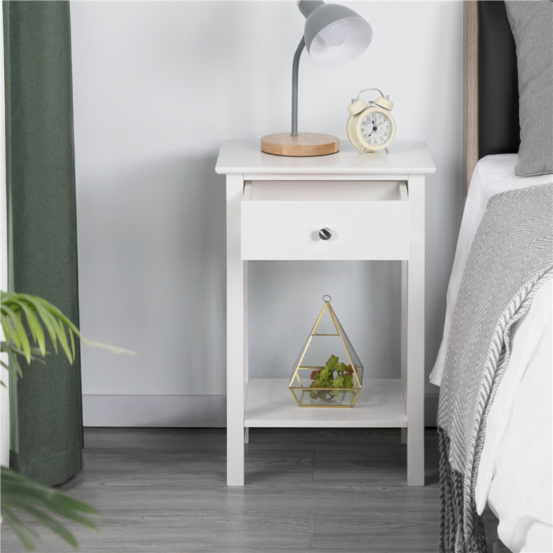 Side Table With Ample Storage Space, White