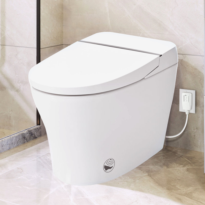 Toilet With Heated Seat - 1/1.28 Dual Flush, Foot Sensor, Night , Structure Smart Without Bidet Seat, Practical Flushing