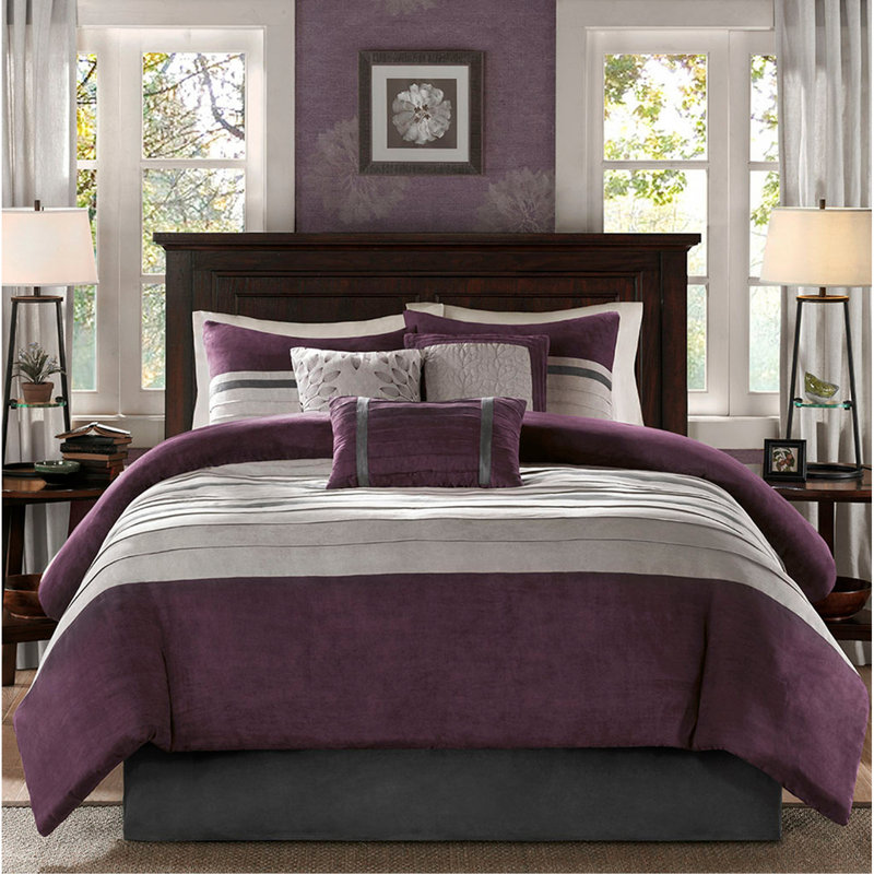Ensemble d'édredon 7 pièces, Mauve, Édredon grand + 6 pièces supplémentaires 