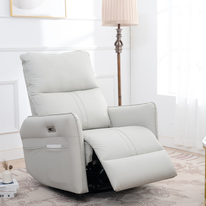 Chaise berçante pivotante 270 avec port et siège rembourré - gris