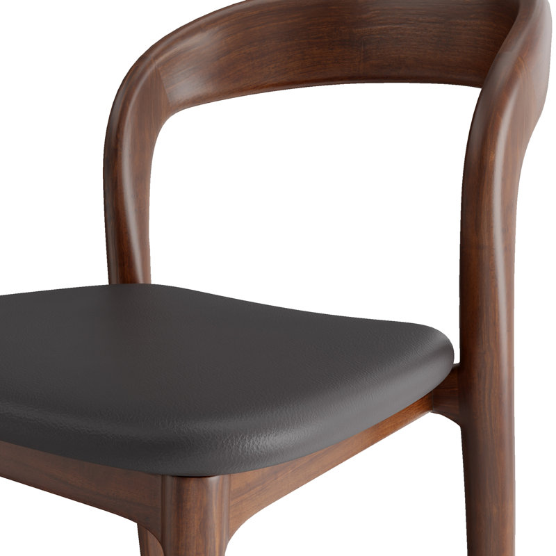 Chaises de salle à manger en bois massif de qualité supérieure - 2 chaises de cuisine de style Mid-Century moderne avec coussins noirs