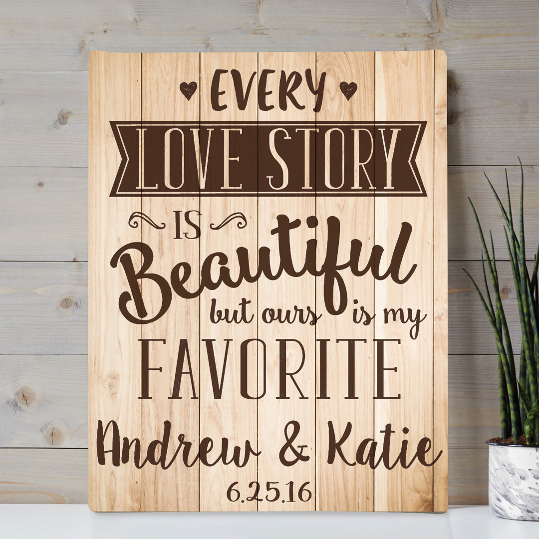 Favorite Love Story Canvas Print With Custom Personalization | Great Wedding, Anniversary Or Housewarming Gift | Wall Art Decoration For Kitchen, Hallway Or Family Room | Ready To Hang | Rectangle Trinx 