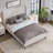 Bed Frame Queen Size High Headboard Upholstered Bed, 12-Slat Support
