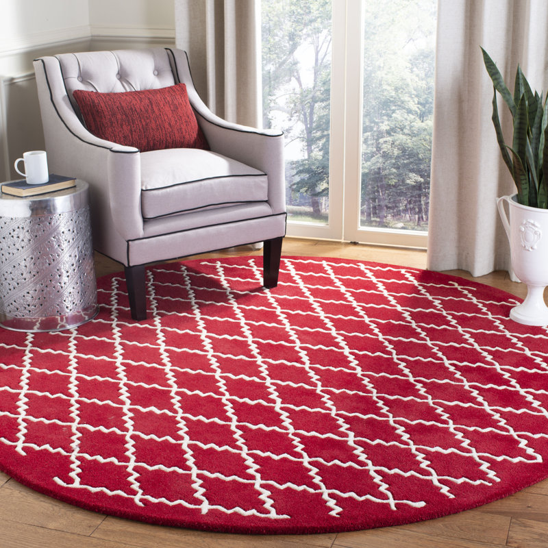 Carolene Hand Tufted Wool Geometric Rug, Round 7'