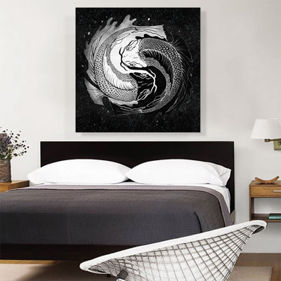 «Ying Yang Koi Carp Fish», impression sur toile tendue