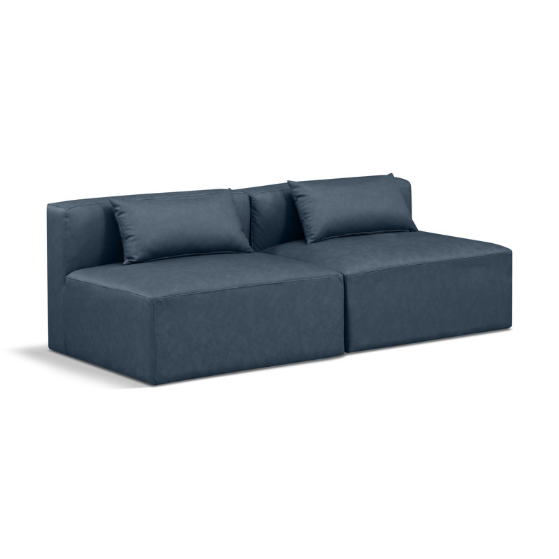 Canapé Houswerth, Cuir végétalien bleu marine