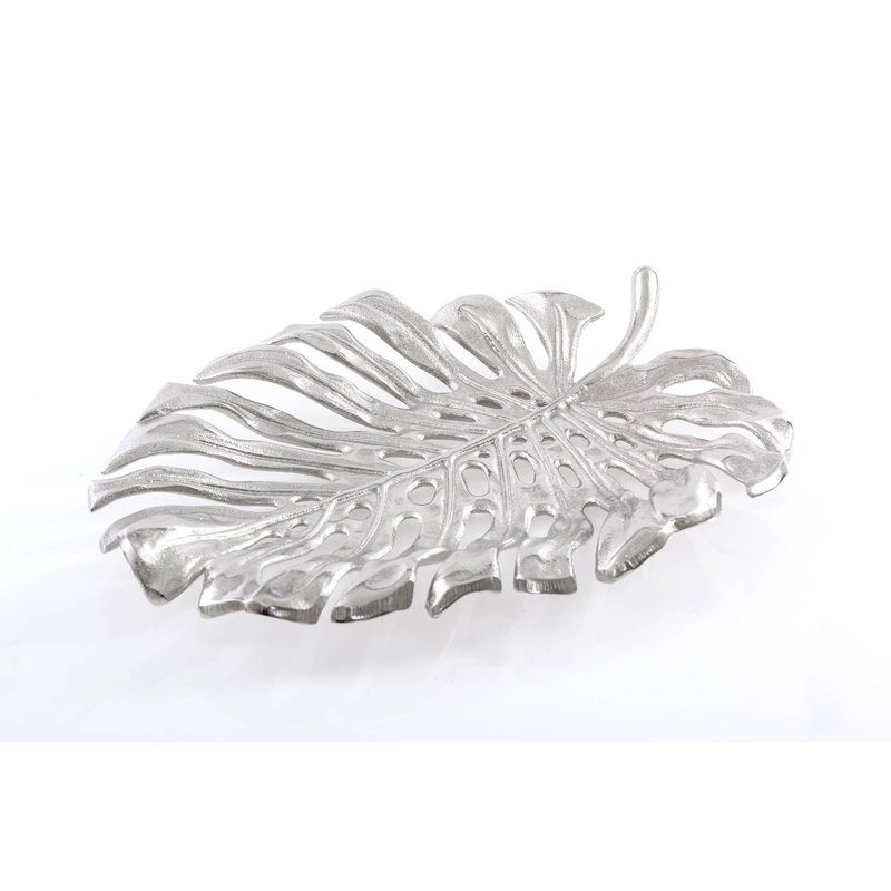 Rough Nickel Dish 36X28x5  Cm in , Silver
