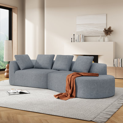 116" Modern Curved Sectional Sofa with High-Density Fully Compressed Sponge and Chaise Lounge, Upholstery, 2-Piece Set, Fully Assembled Right Hand Facing, Perfect for Living Room, Lounge