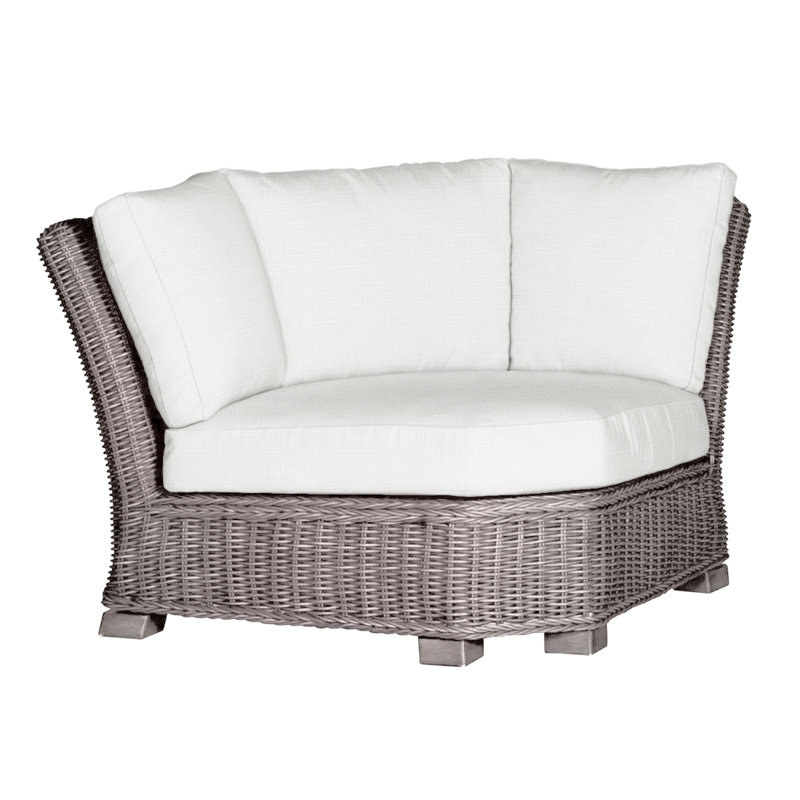 Coin modulaire d'extérieur en résine et osier rustique N-Dura, InsideOut® Rollo ‑ lin dentelle, Welt, Huître