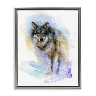Aquarelle, loup dans la neige, art mural par John Keeling