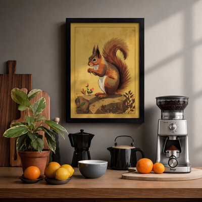 Upright Squirrel Botanical - Framed Print