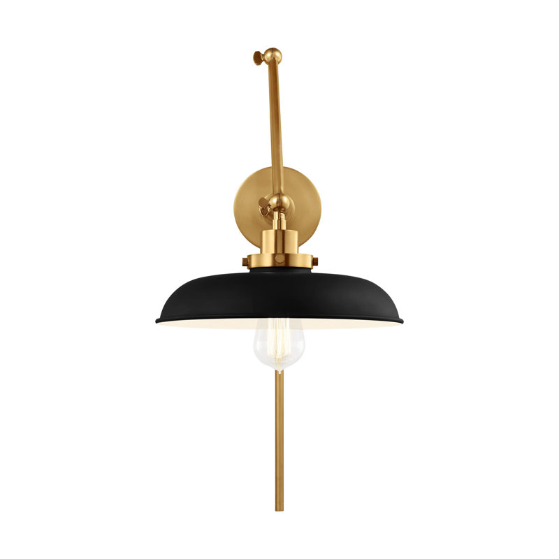 Wellfleet Double Arm Wide Task Sconce, Burnished Brass, Midnight Black