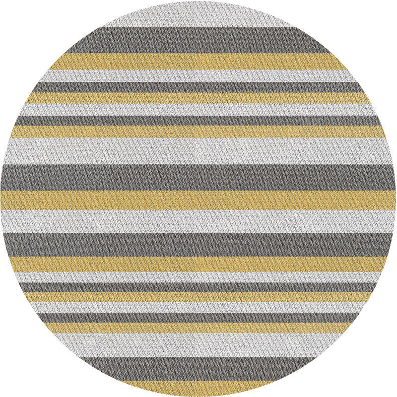 Tapis doré/gris à motifs Hoppe, Rond 8 pi