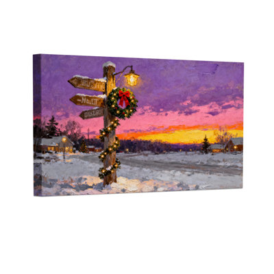«Christmas Winter Sunset», ensemble de 3 impressions murales sur toile