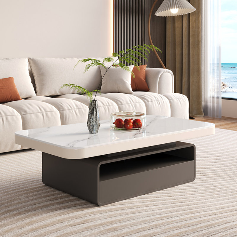 Table basse légère et luxueuse, H 16,1 po x L 43,3 po x l 23,6 po, Gris foncé