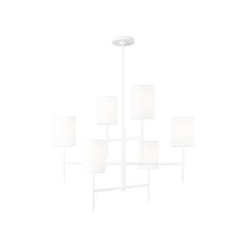 Barbara Barry Key 6 Light Dining Room Chandelier With White Linen Shade