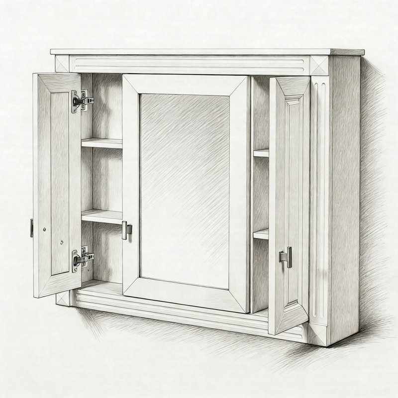 Armoire de salle de bain murale avec miroir, armoire à pharmacie murale 34,4 po avec 4 tablettes réglables, rangement au-dessus de la toilette