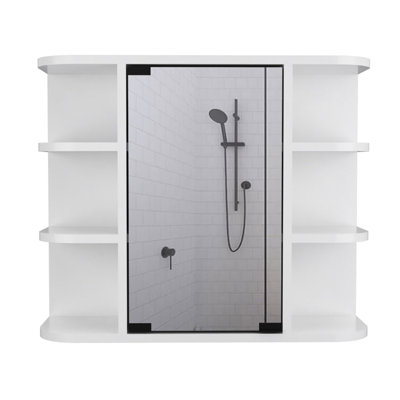 Armoire de salle de bain 2 pièces. Meuble-lavabo double pour articles. Taille compacte pour toute salle de bain. Pharmacie avec miroir et tablettes. Armoire de rangement intérieure à double porte Kit