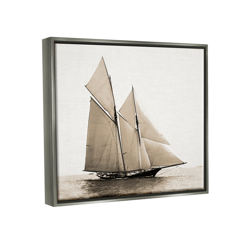 Photographie rétro de voilier encadrée sur toile par Graffi * Tee Studios, Cadre flottant gris lustré