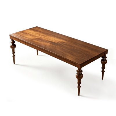 Brown Rectangular Solid Wood 4 Legs Dining Table