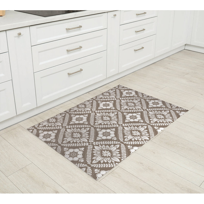 Tapis de cuisine à motif géométrique Talia, Brun, Rectangulaire 2 pi x 3 pi