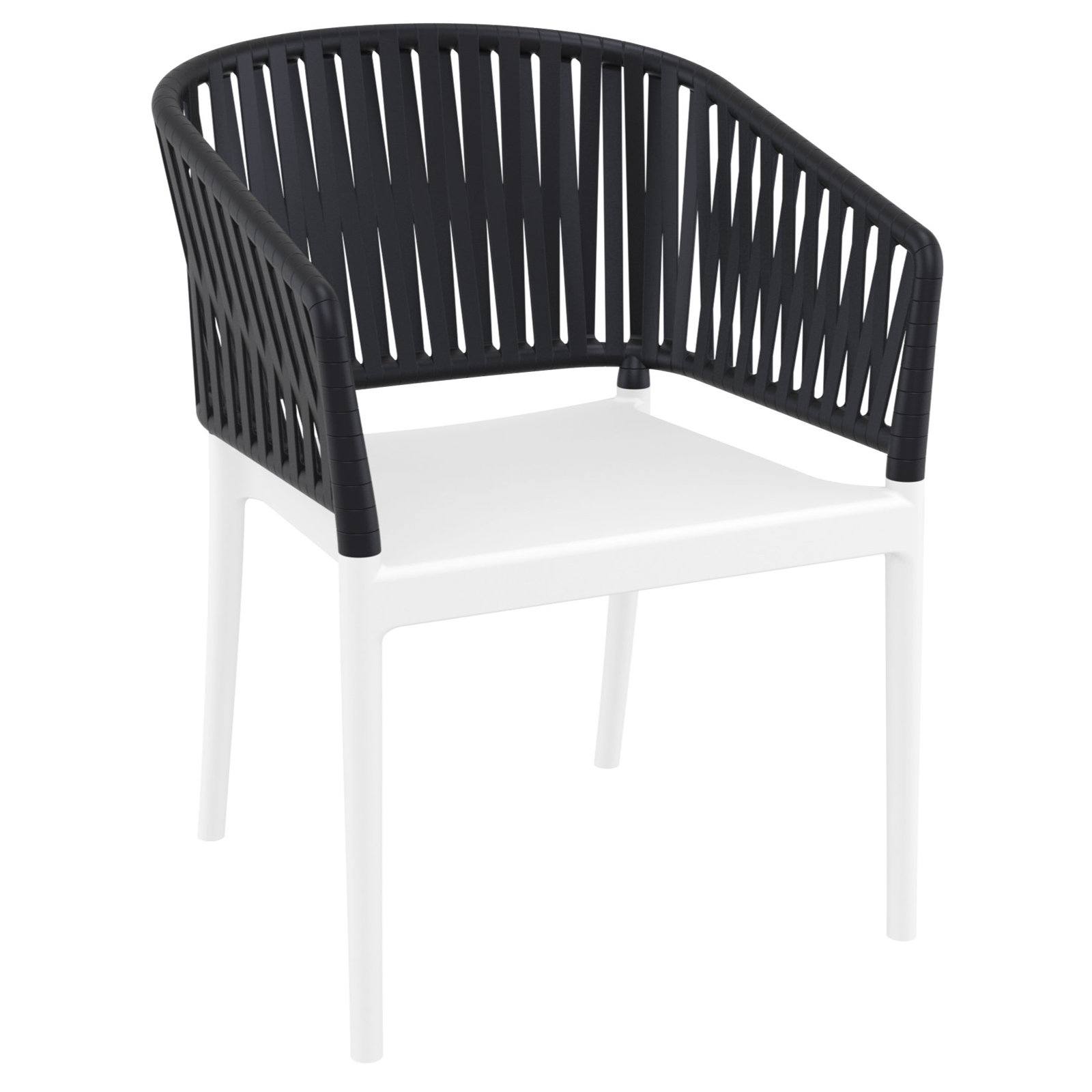 Newport Outdoor Stacking Dining Armchair, Black/White
