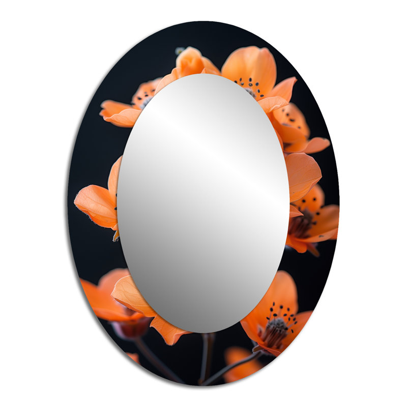 Miroir mural ovale orange et noir, 40 po x 30 po